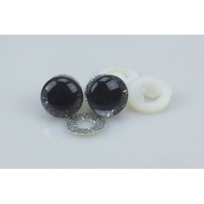 Pro Háčkování Oči bezpečnostní třpytivé stříbrné, 12 mm