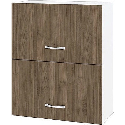 ИРИМ Горен шкаф с две хоризонтални врати Сити БО-11 бяло гладко / орех адмирал 60 см