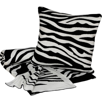 SCANquilt pletený pléd Design zebra černosmetanová střední 130x200