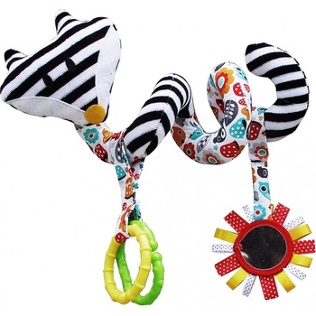 Hencz Toys Edukační hračka s chrastítkem a zrcátkem LIŠKA spirálka bílo černá