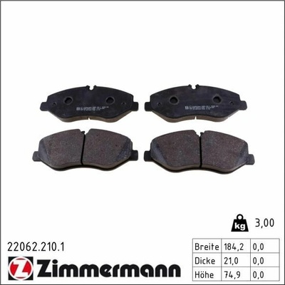 Sada brzdových platničiek kotúčovej brzdy ZIMMERMANN 22062.210.1