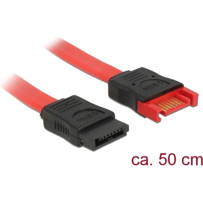 Delock Разширителен кабел SATA 6 Gb/s с щепсел за конектор SATA, с втулка, 50 cm, червен