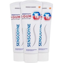 Sensodyne Sensitivity & Gum Whitening Trio bělicí pro úlevu od bolesti zubů a zlepšení zdraví dásní 3 x 75 ml