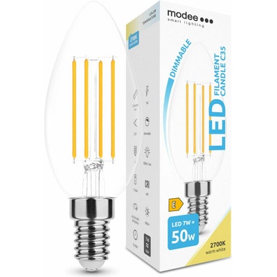 Modee LED Filament Candle C35 7W E14 809 lm, teplá biela, stmievateľná ML-CF2700K7WE14D