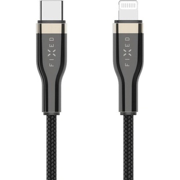 Fixed FIXDB-CL2-BK opletený nabíjací a dátový, PD 60W USB-C/Lightning - MFi na iPhone/iPad/iPod/AirPods, 2m, černý