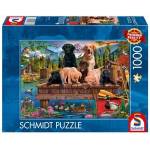 Schmidt Spiele Puzzle PQ 1000 Dog Family at Lake G3