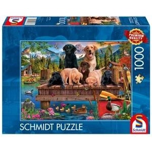 Schmidt Spiele Puzzle PQ 1000 Dog Family at Lake G3