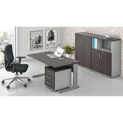 NABYTEK-DESIGNOVY.CZ - ZEP 1.6 07 Sestava kancelářského nábytku Komfort 1.6 kaštan/šedá – Zboží Dáma