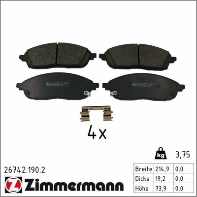 Sada brzdových platničiek kotúčovej brzdy ZIMMERMANN 26742.190.2