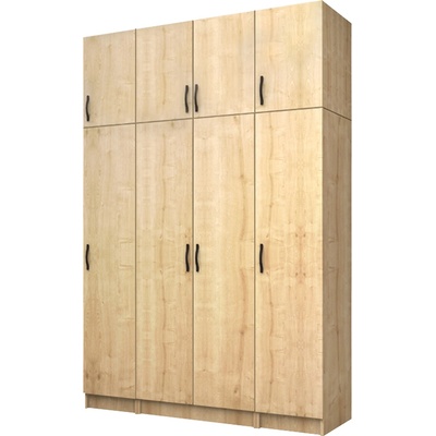 TopMebel Шкаф с четири врати от меламин Vivian с кабинет в цвят дъб 160x51, 8x240см