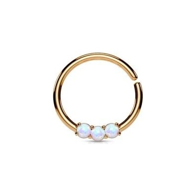 Šperky4U zlacený piercing do nosu ucha kruh s bílými opály N01168-RD