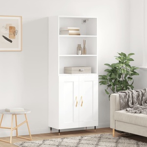 vidaXL Висок шкаф, бял, 69, 5x34x180 см, инженерно дърво (3189933)