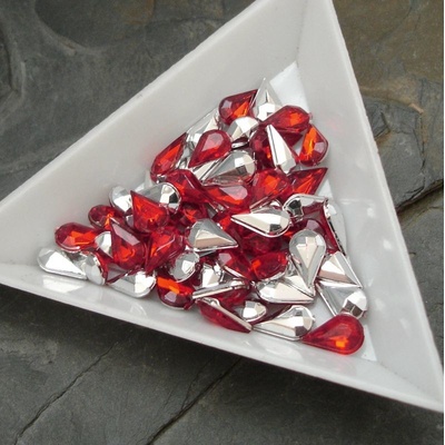 Kamínek akrylová kapka 5x8mm - červená - 10 ks – Hledejceny.cz
