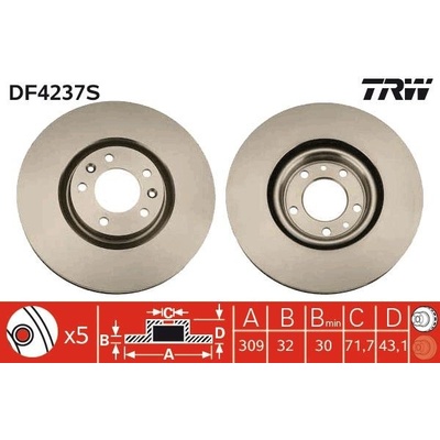 Brzdový kotúč TRW DF4237S