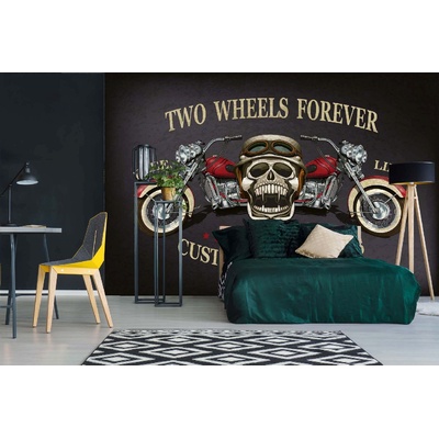 DIMEX ART Самозалепваща се флизелинова фототапета винтидж плакат с моторист 375 x 250 см