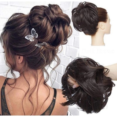 S-noilite Messy Bun příčesek do vlasů s gumičkou, tmavě hnědá – Zboží Dáma