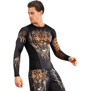 Venum | Официален Вносител за България Рашгард Venum Tiger Long Sleeve Black/Neon Orange - XXL
