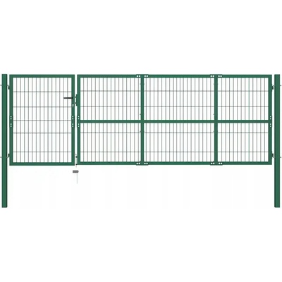 vidaXL Zahradní plotová brána se sloupky 350 x 100 cm ocel zelená
