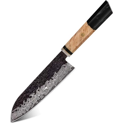 IZMAEL Damaškový kuchynský nôž Airi Santoku/Čierna 16.5 cm