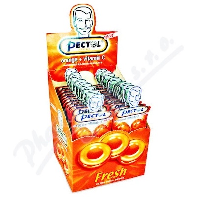 Pectol pomerančový drops s vit.C box 24 blistrů