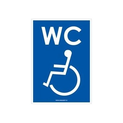 WC PRO INVALIDY, modrá, samolepka, 105x148 mm
