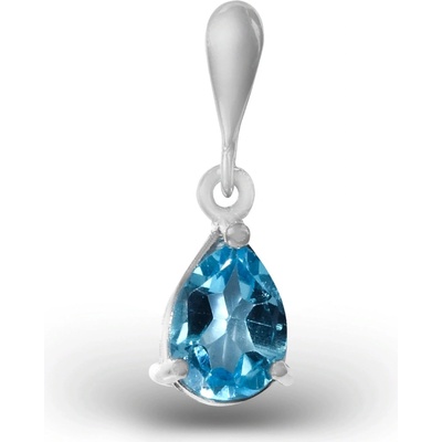 A-B Silver drop shaped pendant with Swiss blue topaz CS P1361