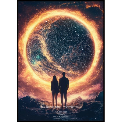 Jen tak z lásky Hvězdná mapa životního okamžiku - Váš originální dárek s hloubkou Rozměr plakátu: 30 × 40 cm (PDF e-mailem), Barva pozadí: Galaxie, Volba rámu: Bez rámu
