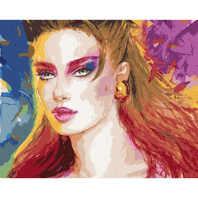 zuty Malování Podle Čísel Žena S Velkou Náušnicí 40 x 50 Cm Plátno Rám