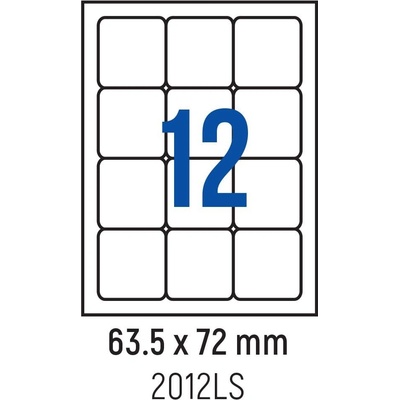 Spree Етикети лепящи обли, 12 бр. , 63.5x72.0 мм, 100 л. , A4 (3800884030790)