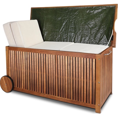 Casaria Drevený úložný box s kolieskami Acacia 117 cm