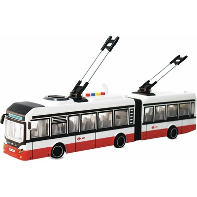 Sparkys Mestský kĺbový trolejbus so zotrvačníkom a zvukmi červený 1:16