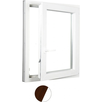 Aluplast plastové jednokřídlo 900 x 1300 mm Tmavý dub/bílá, Pravé, Trojsklo Ug= 0,7