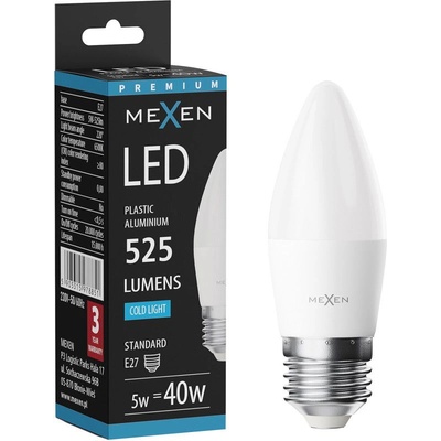 Mexen Nova LED крушка E27, C37, 5W, Студена - 6500K, 525 lm - L102-E27-0565-01 (L102-E27-0565-01)