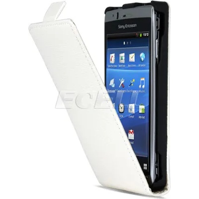 Sony Ericsson Xperia Arc S Flip2 Калъф Бял + Протектор