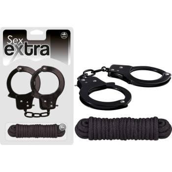 Image 1 of NMC Sex Extra Metal Cuffs & Love Rope Black