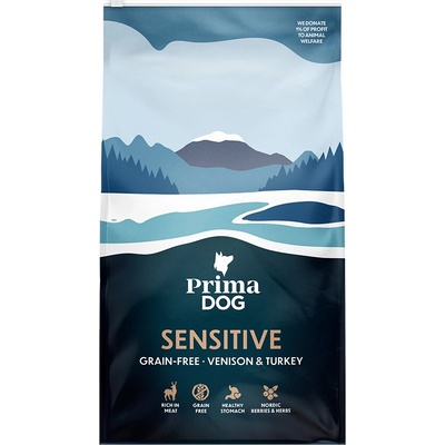 PrimaDog Adult Sensitive bez obilnín zverina a morčacie mäso 2 x 10 kg