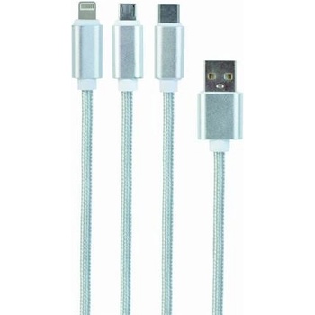 Gembird CC-USB2-AM31-1M-S USB charging combo 3-in-1, 1m, stříbrný
