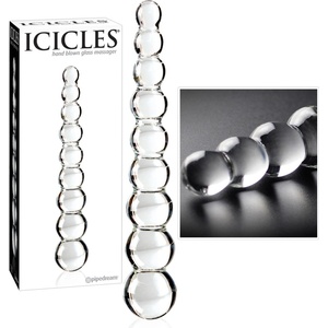Icicles No. 2 - стъклено дилдо с възелчета - прозрачно
