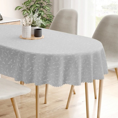 Goldea sváteční oválný teflonový ubrus šedý s velkými ornamenty 120x200 cm