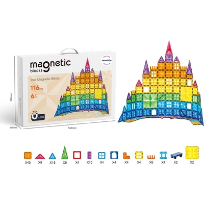 Mamido Magnetická stavebnica 116 ks Diamond Castle MT1502