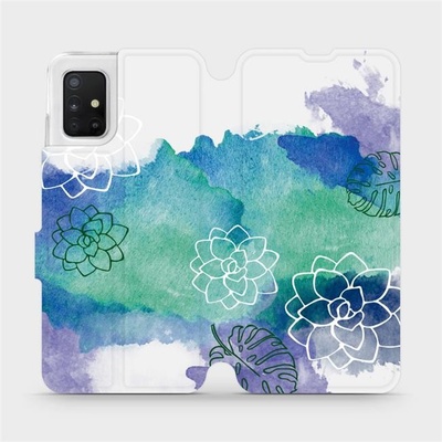Pouzdro Mobiwear parádní flip Samsung Galaxy A51 - MG11S Vodovkové květy