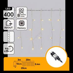 Aigostar - LED външна коледна гирлянда 400xLED/8 функции 23x0, 4m IP44 топла бяла (AI3091)