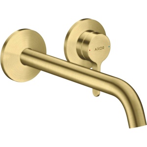 Hansgrohe One - Смесител за мивка за вграждане, с изпразнител, с две дупки, EcoSmart, матиран месинг 48120950 (48120950)