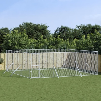 vidaXL Venkovní psí kotec stříbrný 600 x 600 x 200 cm