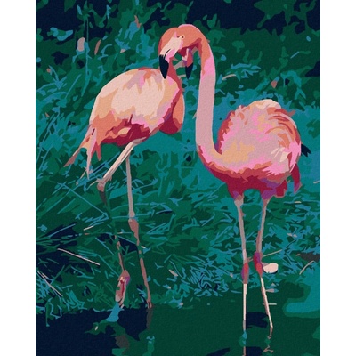 zuty Malování podle čísel Dva plameňáci 80 x 100 cm bez rámu a bez vypnutí plátna 8596530033424