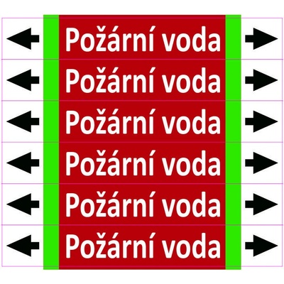 Grafiko | Požární voda - dle ISO 20560 - Materiál Samolepící PVC folie, Rozměr aršík 6 ks 52x300 mm