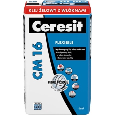 Ceresit – CM 16 PRO – pružné lepidlo na dlaždice s vlákny o hmotnosti 25 kg