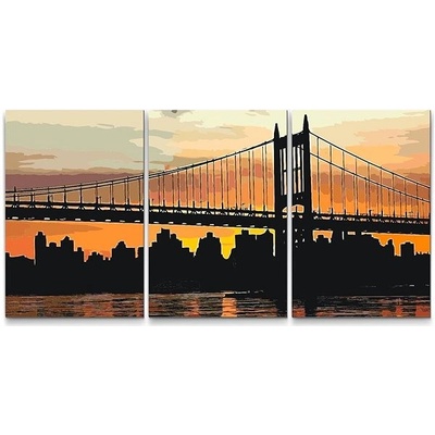 Painting Queens Painting Queens Západ slunce ve městě sada 3 ks 60 x 80 cm na rámu PBNSET/03SUNSETCITY/60 x 80_60 x 80_60 x 80/W