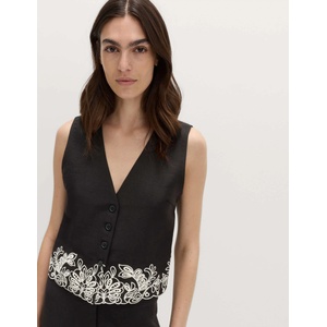 Marks & Spencer Жилетка със прорязен кант, с висок дял модал и лен Marks & Spencer черна Marks & Spencer | Cheren | ЖЕНИ | 10