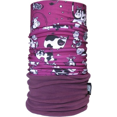 4FUN Detská zateplená šatka funny cow viola